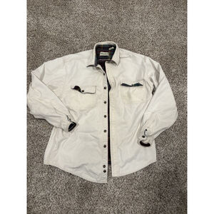 VINTAGE EDDIE BAUER FLANNEL-LINED WORK SHIRT SHACKET JACKET CHORE BARN LG USA